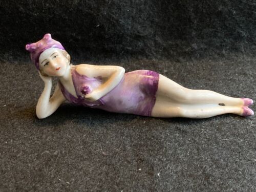 Antique c.1920 Bathing Beauty Nude Flapper Bisque Figurine - Hertwig Germany