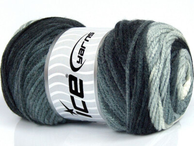 4-Skein Lot Ambiance Yarn Medium Acrylic 4x100g/200m Grey Shades White