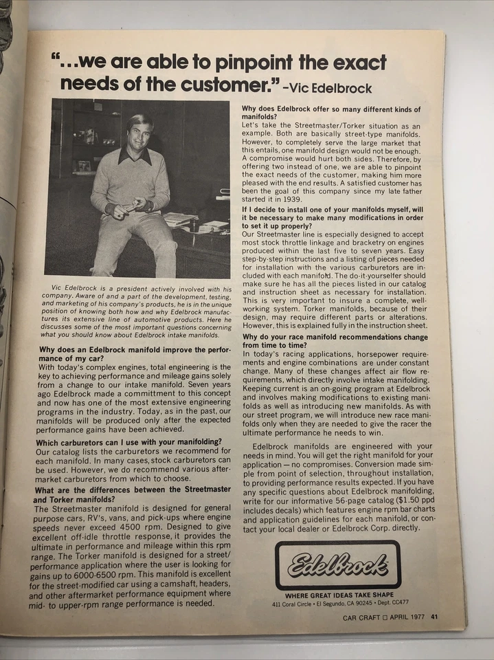 Car Craft Magazine Racing On A Budget April 1977 122314R - Image 3 of 4