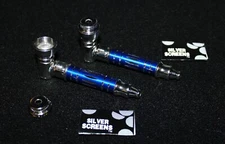 2X ORIGINAL BLUE METAL Pipe w/Lid Tobacco Smoking Metal pipe ALL METAL Pipes