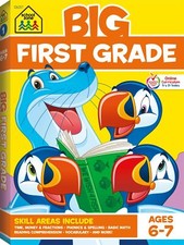 School Zone Big First Grade Beginning Reading Math-Word-Time Workbook, Ages 6-7