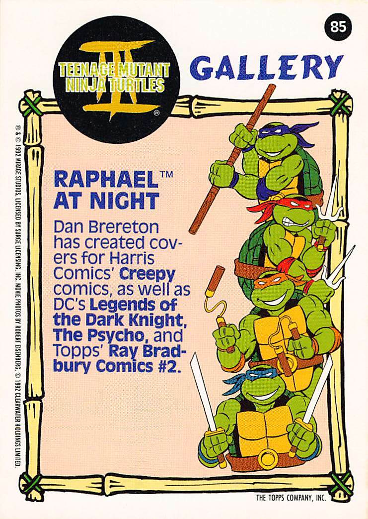 1992 Topps Teenage Mutant Ninja Turtles III Raphael at Night #85