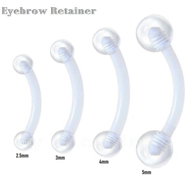 16G 14G Bio-flex Curved Barbell with Clear Ball Eyebrow Ring Retainer