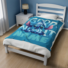 Personalized Stitch Cartoon Name Velveteen Plush Blanket Christmas Gift