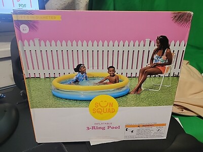 New Sun Squad Inflatable 3 Ring Pool, Ball Pit, 66  Diameter x 15  Height,BRAND