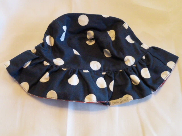 GRAND SIERRA BABY GIRL RUFFLE BUCKET HAT 12-18 4TH OF JULY RED BLUE WHITE DOT - Image 2 of 4