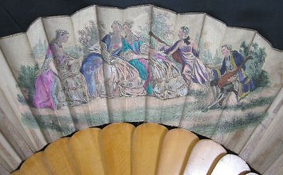 Buy Vintage Victorian 19th Century Wood & Silk Hand Painted Scene Hand Fan