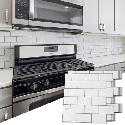 Art3d Peel and Stick Backsplash 12x12 inch Self-Adhesive Subway Wall Tiles(10P)