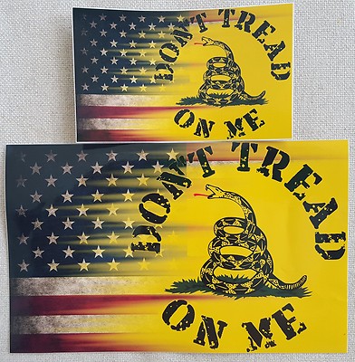 (2) 5''x8'' & 3''X5''USA & Dont Tread On Me Gadsden Flag Vinyl Decal Sticker USPS **