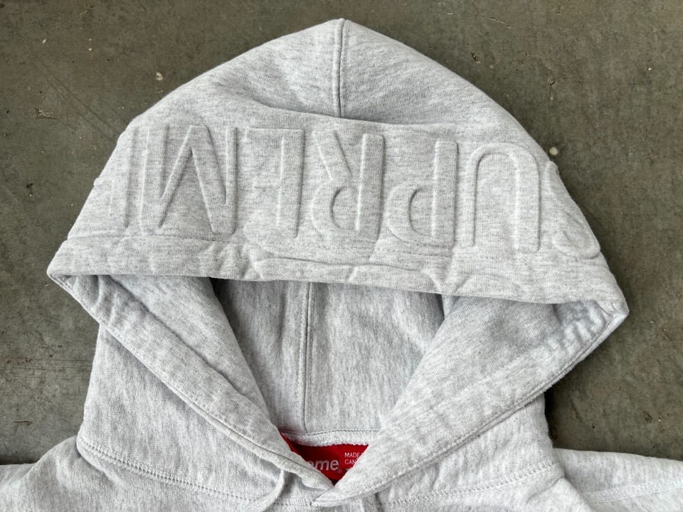 Supreme Embossed Logo Hoodie FW17 Ash Grey Large L Box Logo Hooded