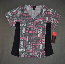 Medical Scrub Top by Actual Breast Cancer Awareness NEW FAST SHIPPING 