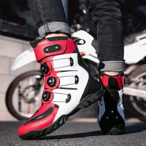 Men Motorcycle Boots Motocross Off-road Riding Racing Shoes High Top Motorbike - Picture 4 of 35