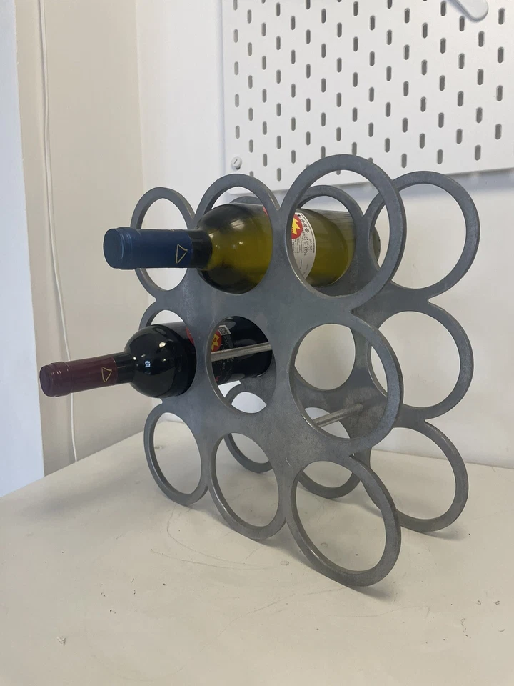 PORTABOTTIGLIE VINTAGE ALLUMINIO DESIGN CANTINETTA 9 POSTI VINO CANTINA - Immagine 4 di 4