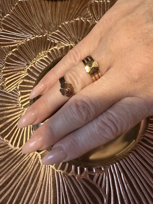 2 RINGE KLEEBLATT  CLOVER ROSEGOLD EDELSTAHL NEU