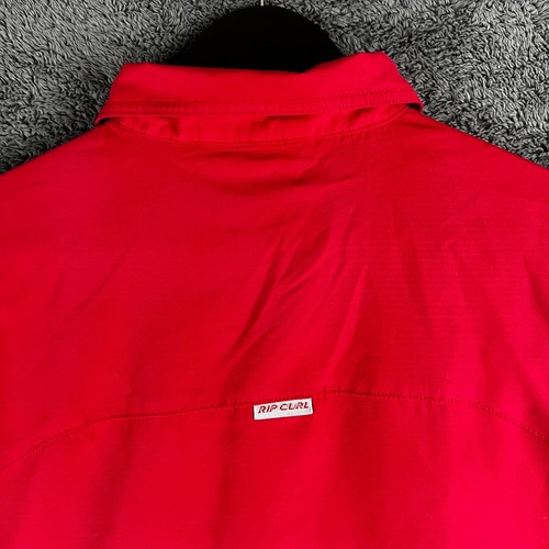 Camisa De Colección Rip Curl Para Hombres Grande Roja Manga Corta Logo Abotonado Surf Skate Años 90 - Imagen 13 de 16