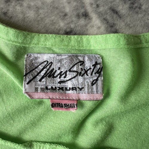 Vintage Miss Sixty Luxury Green Beaded Floral Top Y2K Strappy Vest 00s Cami XS - Picture 18 of 21