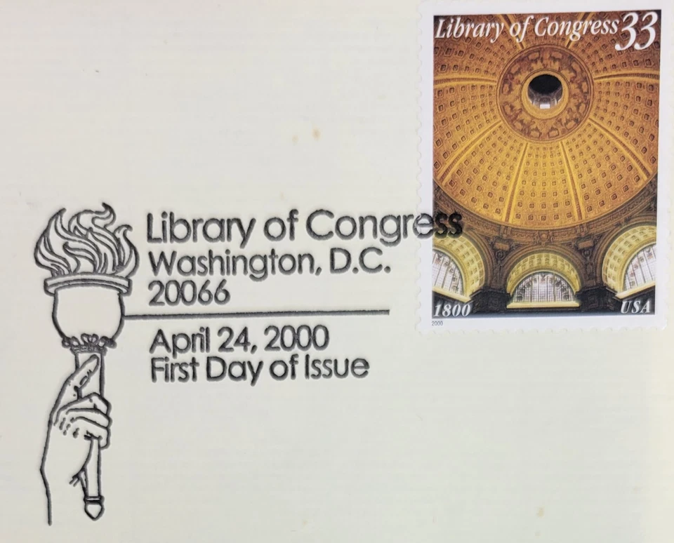 1st Day Issue 22kt Gold Stamp & Envelope - Library Of Congress 200th Anniversary - Image 3 of 3
