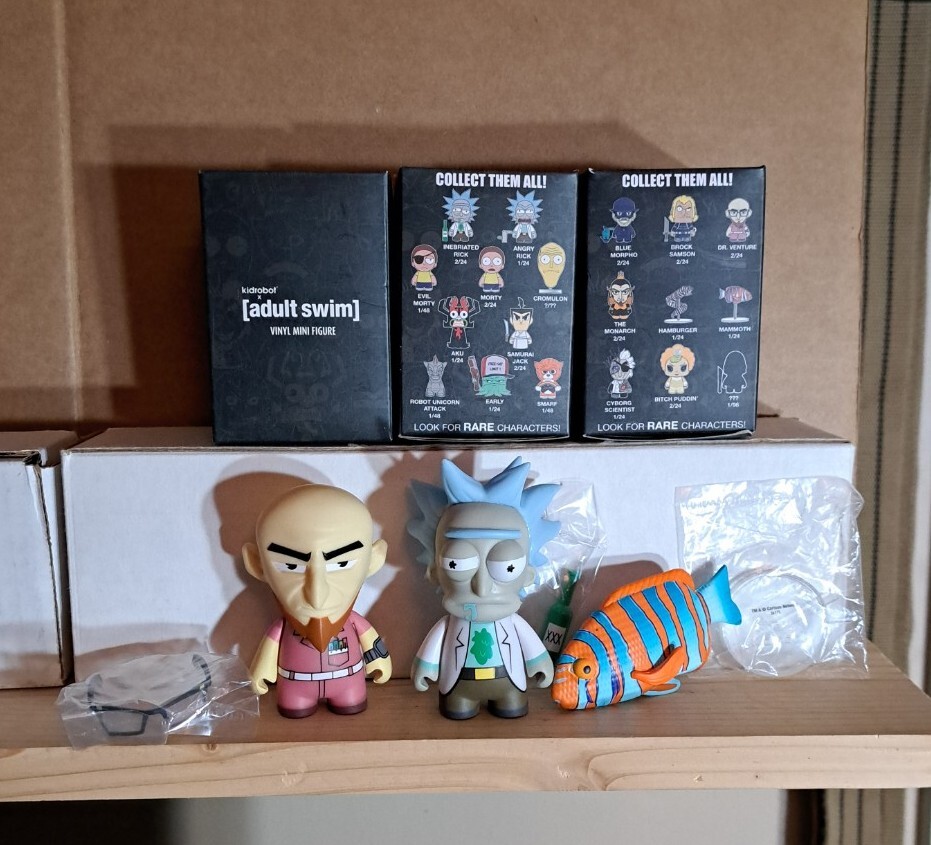 Kidrobot Adult Swim Series 1 Bundle of 3 Inebriated Rick Dr