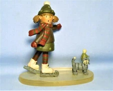 Blossom Bucket SUZI Skoglund Girl Ice Skating with her Kitten Figurine - Retired