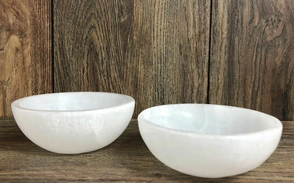XL Selenita "Cargando" Cuenco Piedra Cristal Blanco Reiki CARGADO Curativa Limpieza Foto 2 de 4