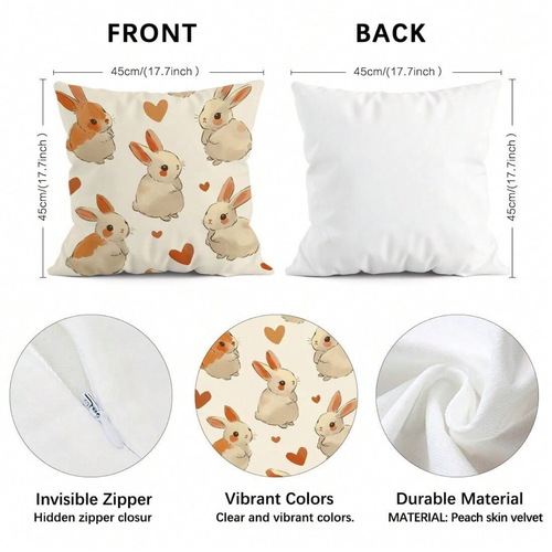 Cute Rabbit Throw Pillow Cover, Versatile Pieces, Spring/Summer/Fall/Easter, 18" - Picture 5 of 6