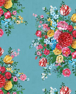 Eijffinger Tapete 341045 Pip Studio 3 blau bunt Blüten Blumen Vlies Vliestapete