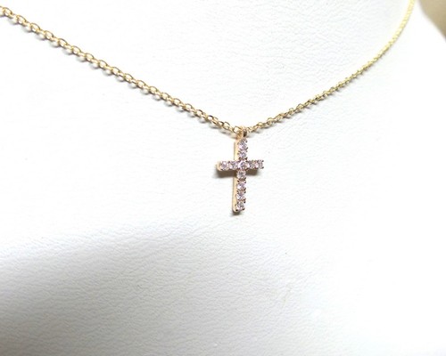 DIAMOND CROSS NECKLACE 14K GOLD 0.10CT NATURAL DIAMOND SI1 CLARITY G COLOR - Picture 8 of 9