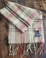 Cejon Scarf Made in Italy 11''x 57'' Fringe Brown Plaid Black Cream Red Tartan