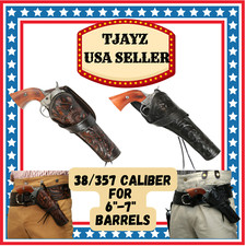 TJAYZ USA LONG BARREL CROSS DRAW HOLSTER LEATHER PISTOL COWBOY WESTERN 38 357 US