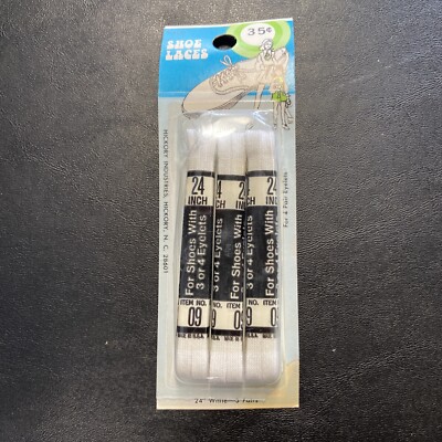 Vintage Shoe Laces Lacets Hickory Industries Made In USA 24 Inches White