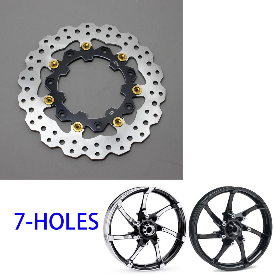 Rotor de freno delantero 11,8" negro dorado para Harley 09-más tarde Touring FLTRX FLTRK FLTRU Foto 4 de 4