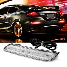 Clear Len Rear Bumper Reflector LED Brake Lights For 2013-2015 Honda Civic Sedan