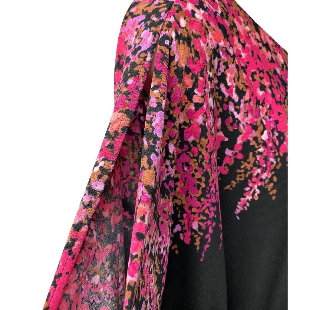 VETEMENTS Abito vestito fienile nero rosa maniche corte spacco pullover LBD donna TG 6 elasticizzato