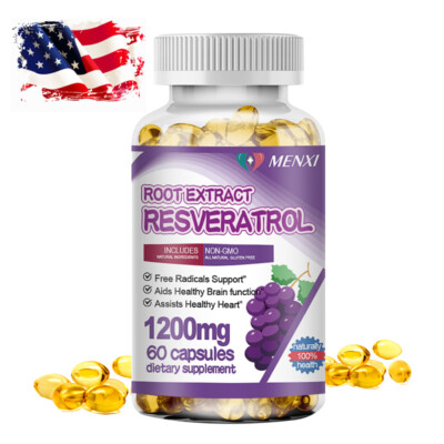 1200MG Resveratrol Maximum Strength Natural AntiAging Antioxidant 60 Pills