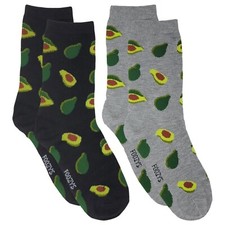 Avocado Healthy Fruit Guacamole Fun Novelty Crew Socks Foozys Women's 2 Pair