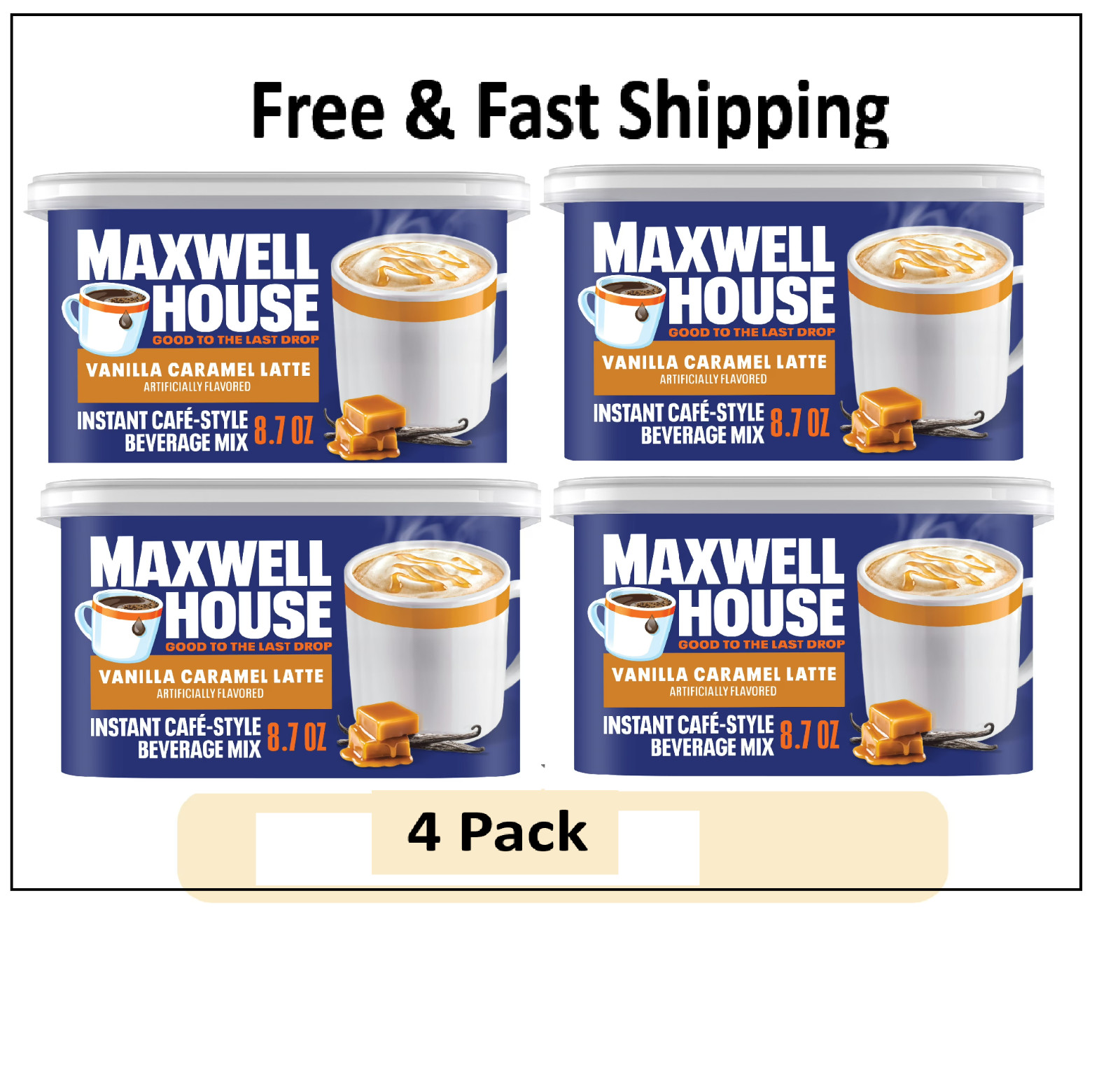 Maxwell House International Vanilla Caramel LatteMix, Café-Style 8.7 oz. 4 Pack