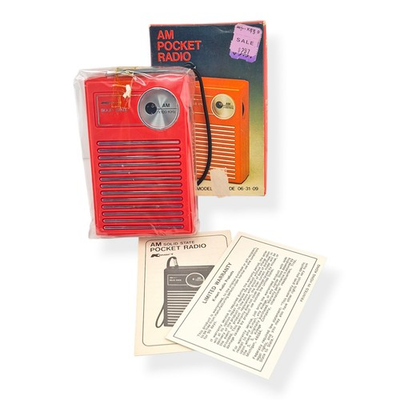 #ad #ad Vintage Kmart AM Pocket Radio Model No Code 06 31 09 In Box NOS Red $35.00