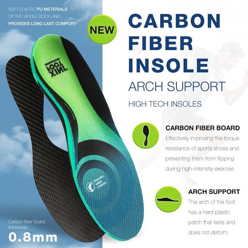 Performance Insoles Carbon Fiber Shock Absorbing Sport Shoe Insoles for Runni... - Picture 6 of 7