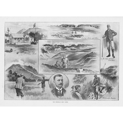 BURNHAM ON SEA Somerset The Golf Links - Antique Print 1893