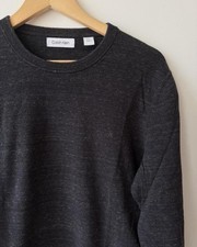 Calvin Klein Men  s Small Crewneck Knit Sweater Dark Heather Grey. 100 Cotton