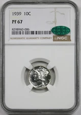 1939 10C NGC/CAC PF 67 Mercury Dime