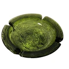 Vintage Glass Ashtray Emerald Green Spiral Wound Large 8 1/2" Round MCM Art