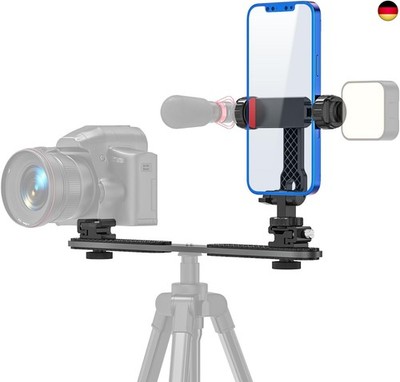 JUBORUI Handyhalterung Stativ, Dual DSLR Flash Camera Bracket mit 3 1/4''
