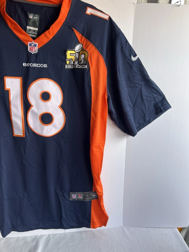 Camiseta de fútbol americano Nike NFL Denver Broncos Peyton Manning #18 talla 3XL #56 con parche Foto 3 de 4