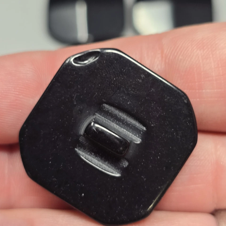 1" Bakelite Black Geometric Buttons Square 3D Design Lot Of 4 - Image 3 of 4