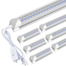 8FT LED Shop Light Fixture T8 2FT 3FT 4FT 5FT 6FT 6500K LED Tube Light Bulbs