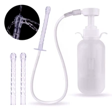 300/600ml Pump Action Douche Enema Bottle with Nozzle Vaginal Anal Cleaning