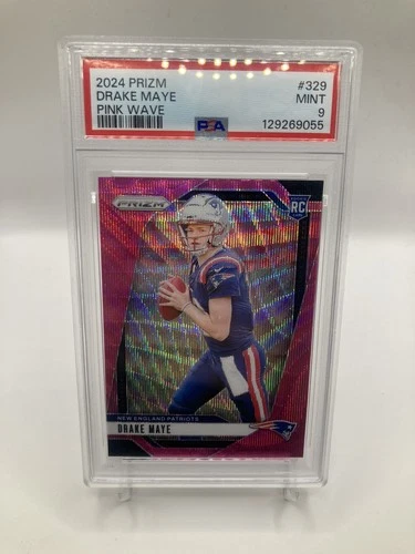 Drake Maye 2024 Prizm #329 RC ROOKIE PINK WAVE PRIZM PSA 9