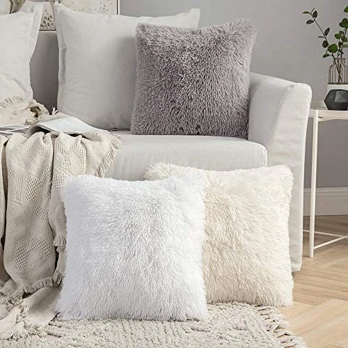  Pack de 2 fundas de almohada de piel sintética de lujo 24" x 24" (paquete de 2) beige Foto 4 de 4