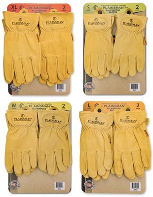 Plainsman Premium Cabretta Leather Gloves All-Purpose, S M L or XL, 2 Pairs